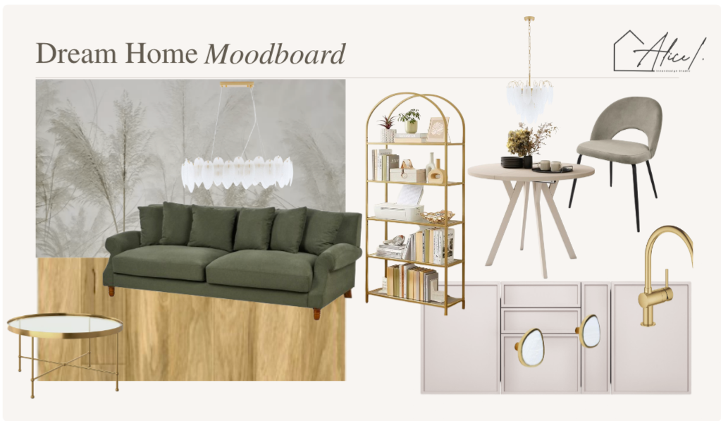 Beige and Green Modern Dream Home Moodboard Whiteboard (3)
